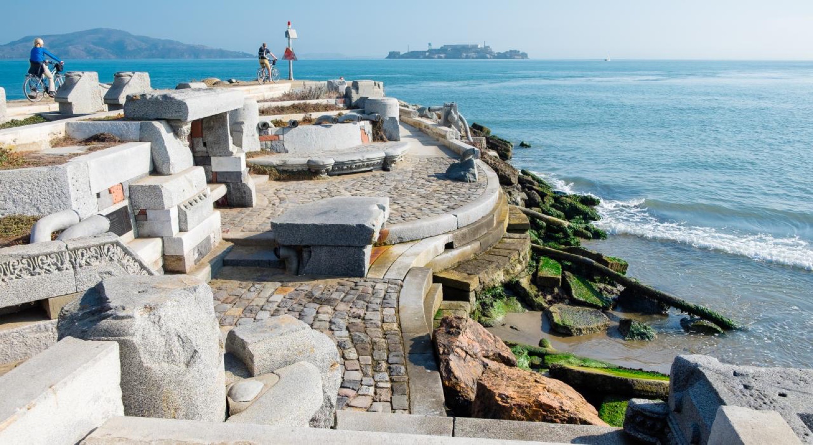 Stone structures and pipes at the Wave Organ